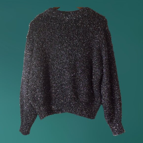 H&M Black and Silver Oversized Pullover Sweater Size Small - Picture 2 of 6
